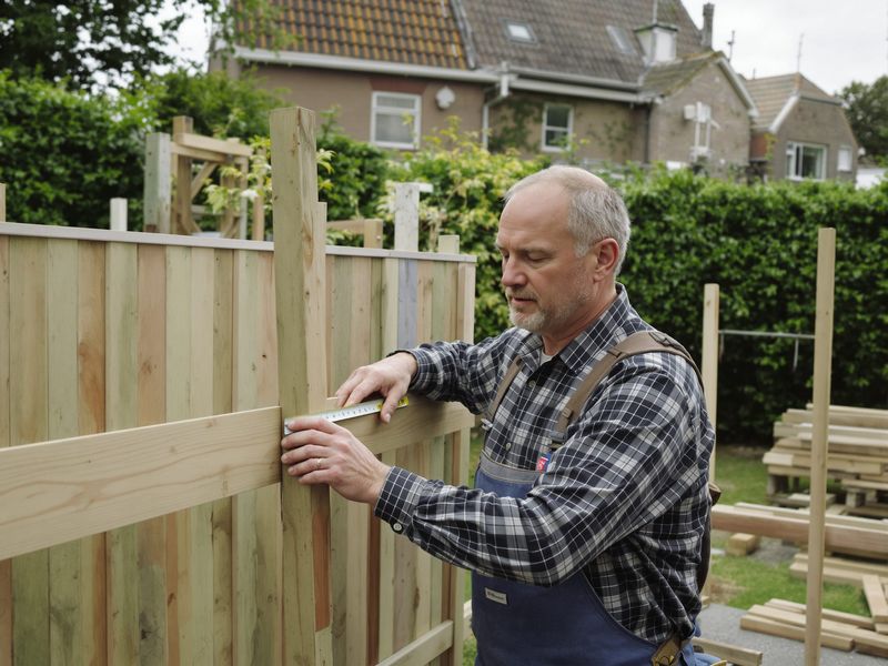 Schuttingbouw in een tuin